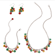 UNIQ Christmas Jewelry Set for Women Girls,Christmas Jingle Bell Holiday Necklace Chain Link Bracelet Drops Earrings